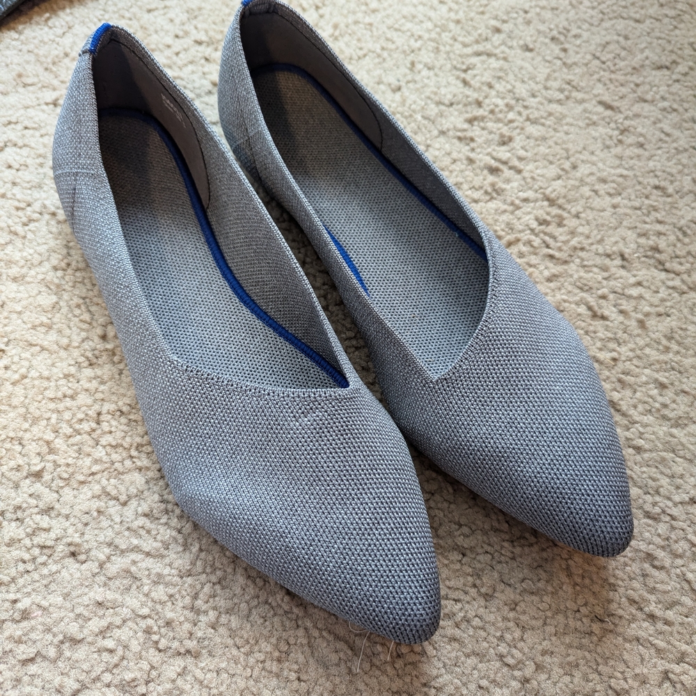 Frank Mully Pointed Toe Flats 10.5 Grey Washable